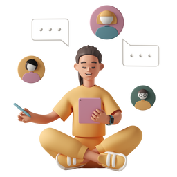 illustration of a girl surfing in internet